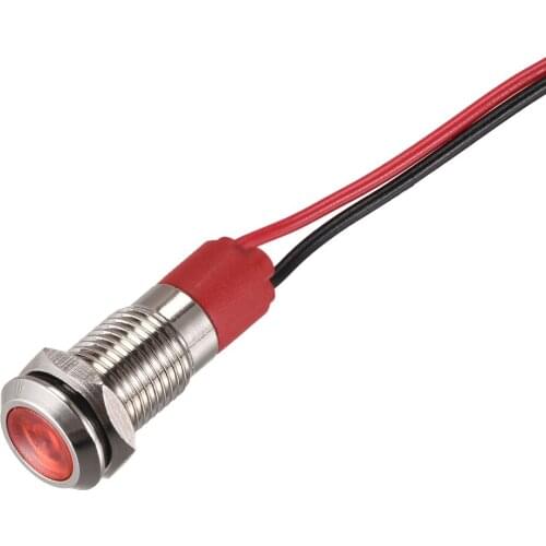 Uxcell Signal Indicator Light AC/DC 12V Flush Panel Mount LED Metal Shell with 1M Cable