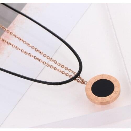 Vintage Layered Necklace Rose Gold Color Link Chains Black Rope Two Lines Statement Necklace Collier Femme Fashion Jewelry