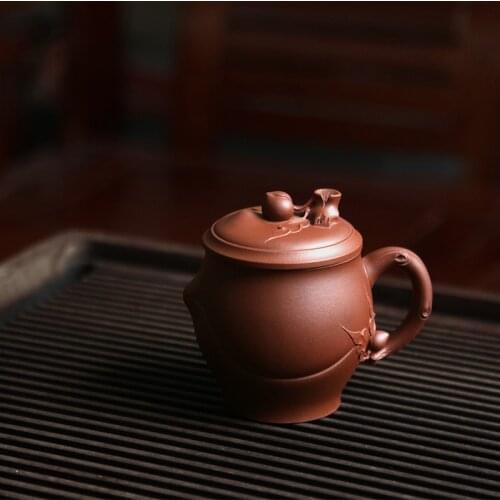 Yishuitang raw ore purple sand cup Yixing handmade Shoutao cup big tea cup cover cup raw ore bottom groove cleaning