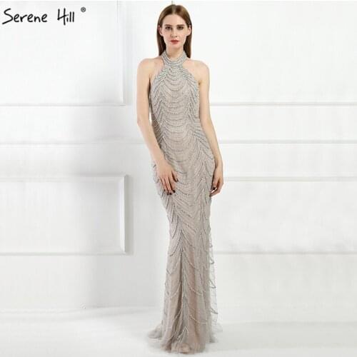 Halter Backless Sexy Diamond Mermaid Evening Dresses Long Elegant Evening Gowns 2019 Real Photo DLA6101