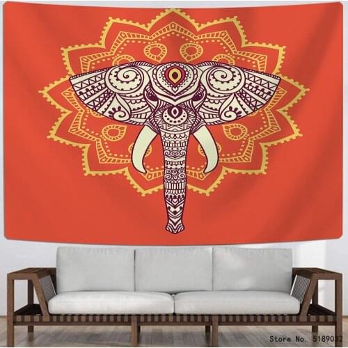 Animals Wall Hanging Boho Tapestry Wildlife Elephant Mandala Lotus Wall Tapestry Beach Towel Blanket Yoga Sleeping Pad