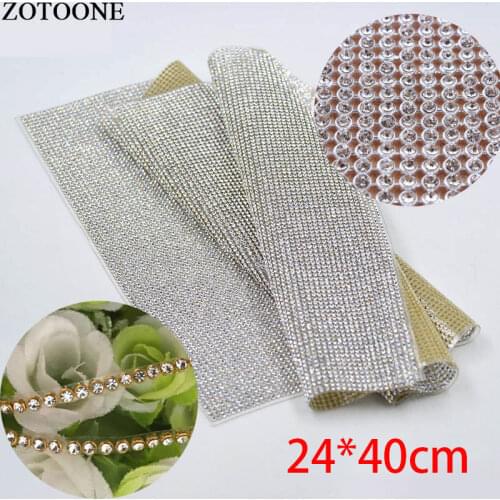 ZOTOONE SS8 24X45CM Cut Root Hot Fix Rhinestone Crystal Cup Chain Resin Applicator Gliter Apparel Accessory Wedding Dress Tape