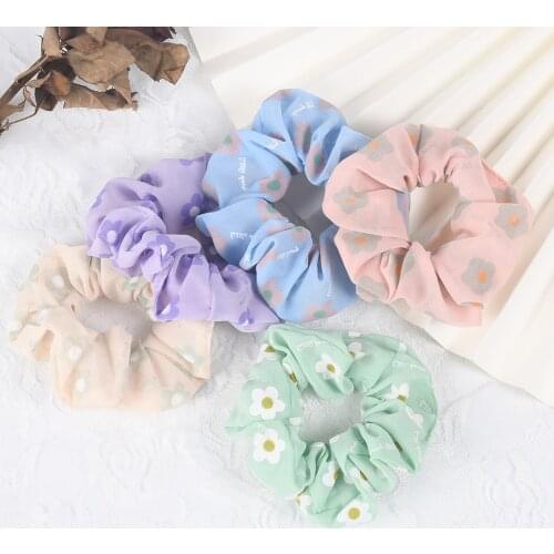 1 Pcs Femal Sweet Hair Ring Rope Little Daisy Large Intestine Circle Daily Fabrics Hair Ring Rope Ins Fashion Hair Accessories