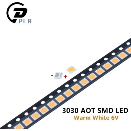 100Pcs AOT High Power LED 3030 1.6W 6V 3000K Warm white EMC Lighting Application