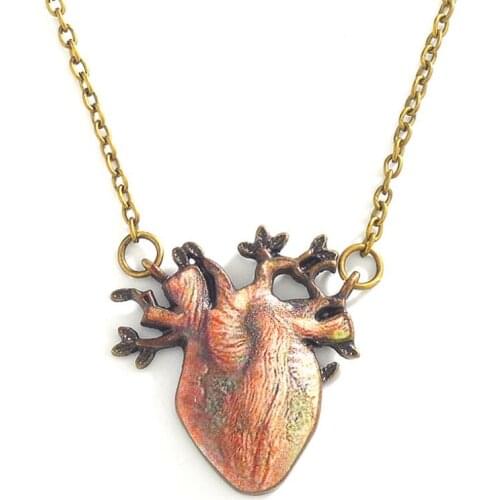 2020 ins Vintage Solid Tree Root heart Pendant Necklace for Women Girls Retro Creative cool old Bronze Clavicle Chain best gift