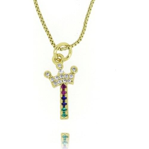 26 Letters Name Initials Of Electroplated 4K Gold Copper Micro-color Zircon Charms Pendant Choker Necklace For Women