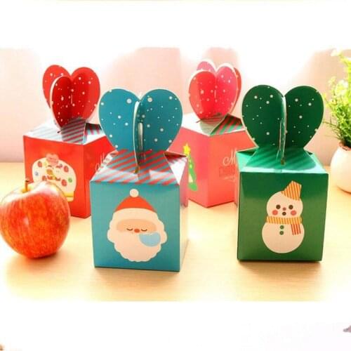30pcs/lot Fishtail Square Paper Fold Box Christmas Creative Chocolate Candy Box Christmas Party Gift Packing Box