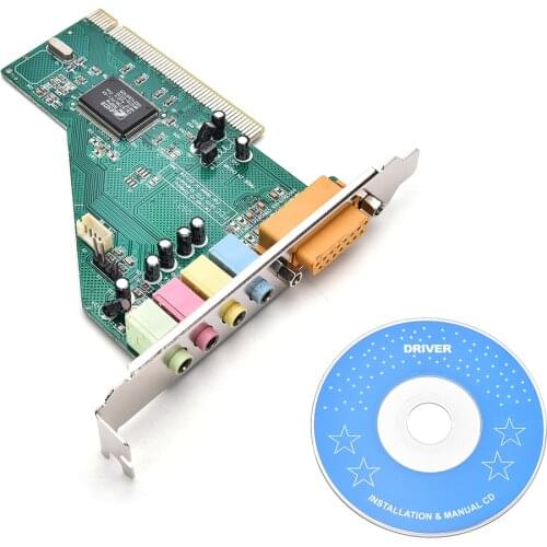 4 Channel 5.1 Surround 3D PC PCI Sound Audio Card W/Game MIDI Port Sound Card & 1XCD For PC Windows XP/7/8/10