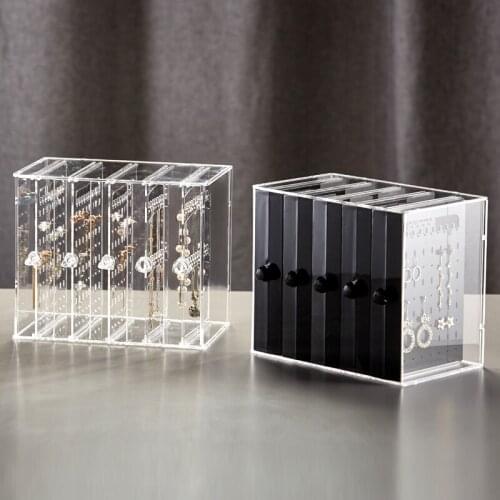 5 Layers Jewelry Storage Box Earring Organizer Necklace Display Rack Plastic Cabinet Drawer Dustproof 370-hole Large Capacity