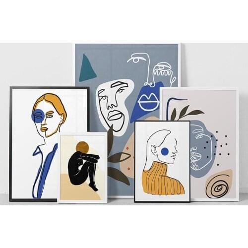 Abstract Figure Line Drawing Canvas Painting Wall Art Pictures Posters And Prints Nordic Home Decoration For Living Room Bedroom