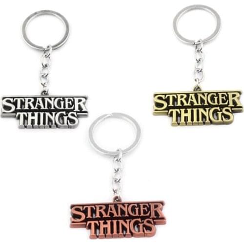Anime Stranger Things Letter Keychain Bag Keyring Pendant Charms Fashion Backpack Car Key Chains Jewelry Movie Fans Gift