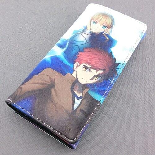 Long style PU wallet w/colorful printing of Fate stay night Shirou Emiya/Altria Pendragon with coin pocket