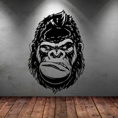 The Head of A Formidable Gorilla Wall Stickers Vinyl Interior Art Home Decoration Room Bedroom Gym Decor Decals Wall Poster S240