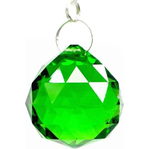 Top Quality 10PCS/lot Middle green 30mm crystal faceted balls (Free rings) glass Sparkle chandelier pendants/ Crystal lamp Parts