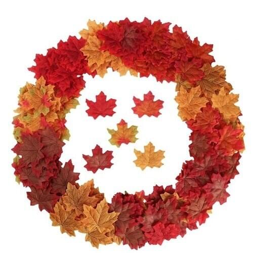 100/200 Pcs Artificial Maple Leaves Simulation Decorative Silk Maple Leaves Fake Fall Leaves For Home Wedding Party Decor Mixed