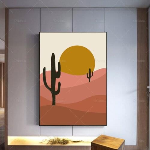 Cactus Print Desert Sunset Art Abstract Sun, Botanical Print, Wall ArtHome Decor ArtCollectibles Boho, Women Gifts Gift For Her