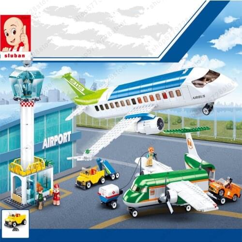 AIRBUS Air Space Street View Civil Aviation Airport Plane Model Bricks Building Blocks Kits Educational Toys Gifts For Children