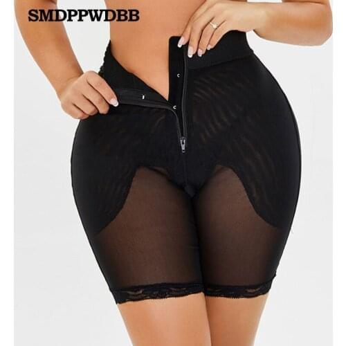 Tummy Control Shapewear Waist Trainer Hi-Waist Butt Lifter Thigh Slimmer Zipper Seamfree Womens Underpants Hook Splicing Mesh