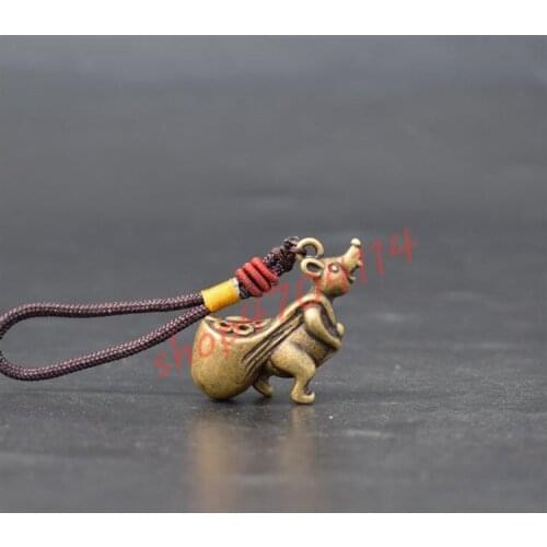 Pure copper solid twelve zodiac rat pendant, exquisite handicraft decoration