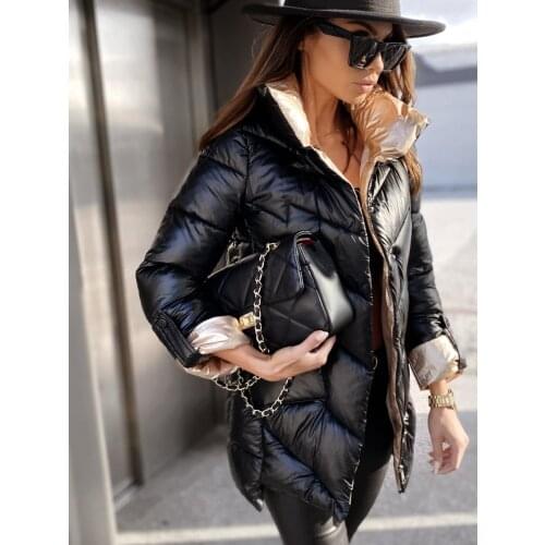 Patchwork Jacket Women Oversized Female Outerwear Casual Winter Parka Cotton Padded Coat Warm Quilted Stand Collar Puffer Jacket