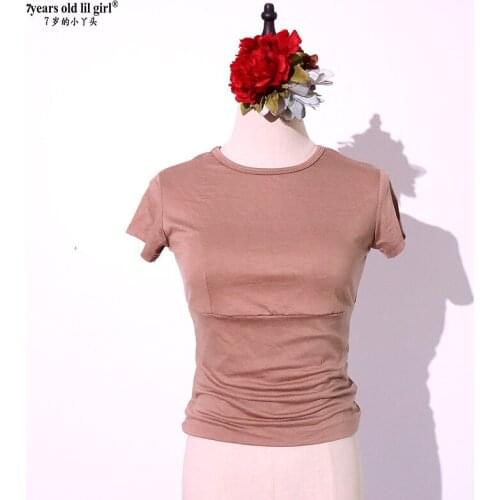 7years Old Lil Girl 2021 New Women Short Sleeve Shirts Sexy Exposed Navel Yoga Sports Fitness Gym Crop Tops AY127