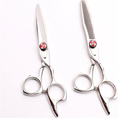 6.0" 17.5cm JP 440C Shiny Engraving Logo Hairdressing Scissors Cutting Shears Thinning Scissors Professional Hair Scissors C9017