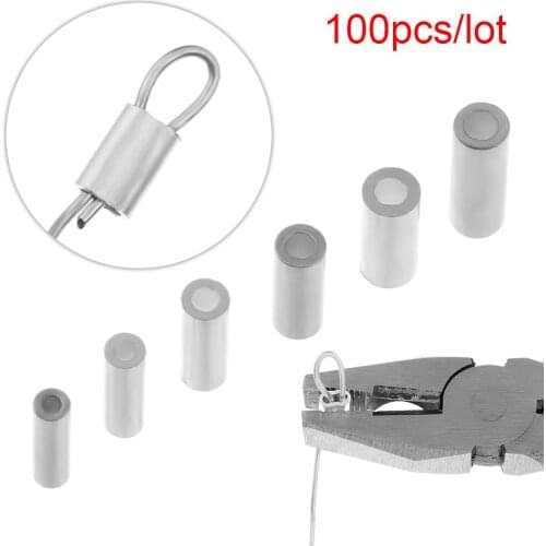 100pcs/lot White Round Real Aluminum Tube Wire Pipe Crimp Sleeves Sea Fishing Line Tube accessories