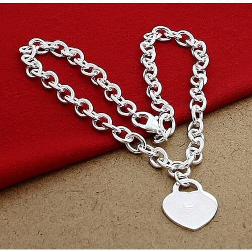 Romantic Jewelry Chain Necklace 925 Silver Love Heart Pendant Necklaces For Women Men Wedding Party Gifts