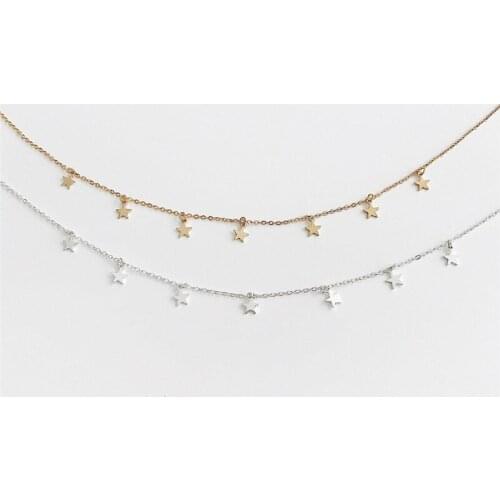 Star Necklace Women Choker Kolye Gold Silvery Moon Necklaces Boho Pendants Collier Femme Chain Collar Collares De Moda