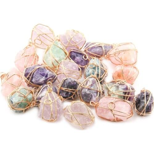 Natural stone pendant irregular rose quartzs pendant necklace for DIY jewelry best birthday gift size 35x20-45x30mm