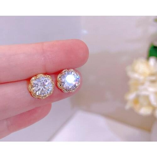 Luxury Female White Cubic Zirconia Stud Earrings Trendy Korean Bridal Wedding Jewelry Silver Color Crystal Earrings for Women