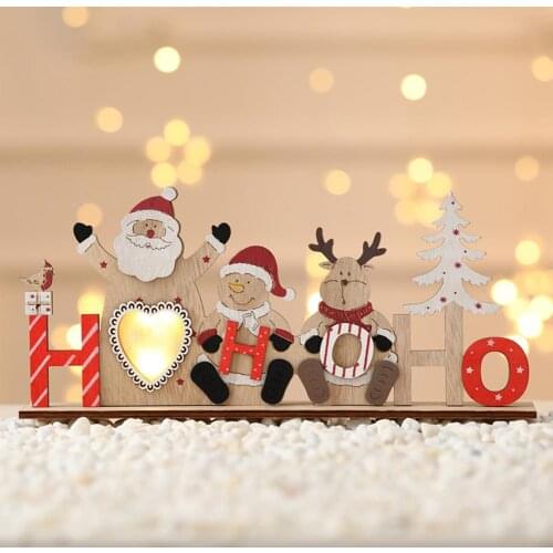 Christmas Tabletop Wooden Ornaments Desktop Decorative Luminous Small Crafts For Home Decor Desktop Decoration Wooden Detachable