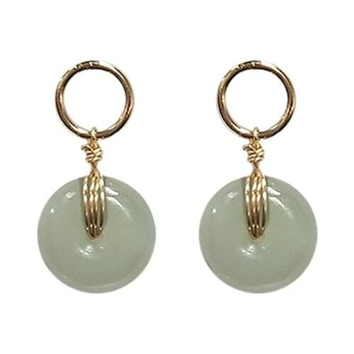 Gorgeous 14k Gold Natural Green Jade Drop Earrings for Women Wedding Bridal Engagement Party Dainty Earring Female Jewelry