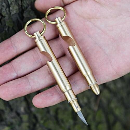 Hidden keychain brass self-defense broken window mini easy to dismantle express knife multifunctional and convenient express