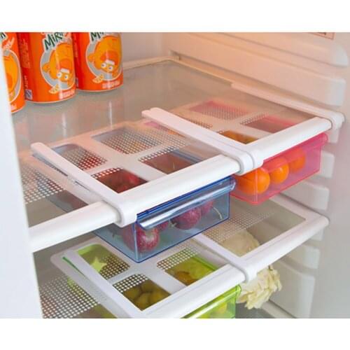 Fridge Organizer Storage Rack Freezer Shelf Pull-out Refrigerator Storage Box Food Preservation Keep Fresh Partition Container