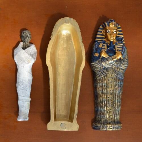 [Funny] Crafts Ancient Egypt Pyramid Figure Doll Statue Mummy Bust Coffin Model The Golden Mask Collection Model Home Decor gift