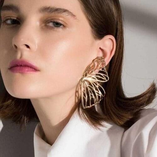 Gold Hollow Butterfly Drop Dangle Earring For Women Metal Big Wing Pendant Earring Statement Jewelry Brincos