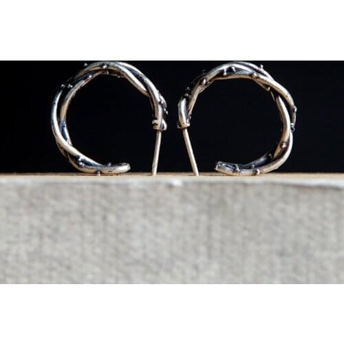 VamGoth1573 925 Sterling Silver Thorns Hoop Earrings for Women Vintage Fashion Jewelry Wholesale Free Shipping