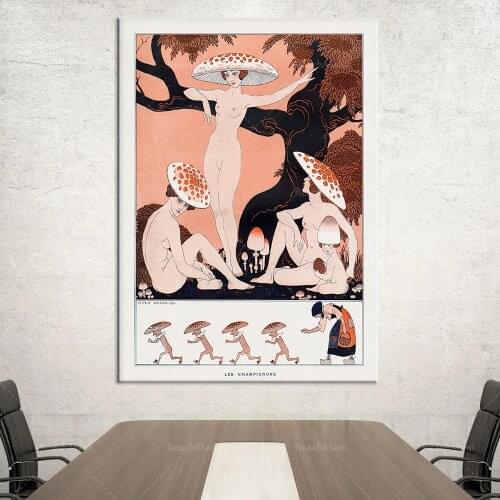 Lady Mushroom Print • French Mushroom Poster • Forest Fantasy • 1916 Antique • Art Nouveau • Art Deco