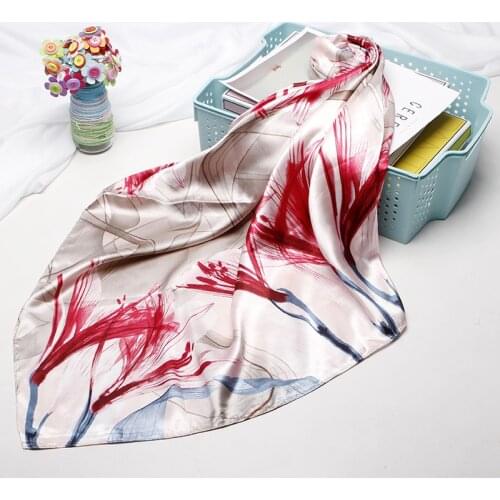 Luxury Brand Hair Scarf For Women Floral Print Silk Satin Hijab Scarfs 90cm*90cm Square Bandana Headband Scarves For Ladies 2019