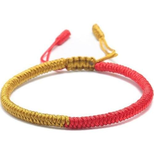 Hot Sale hand-knitted Silk Woven Handmade Tibetan Buddhist Knots Lucky Rope Bracelet Buddhism Adjustable friendship Gift