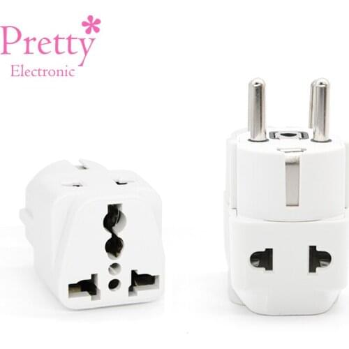1 PC Universal UK US AU to EU AC Power Socket Plug Travel 250V 10A Electrical Charger 1 in 2 Adapter Light Weight Converter