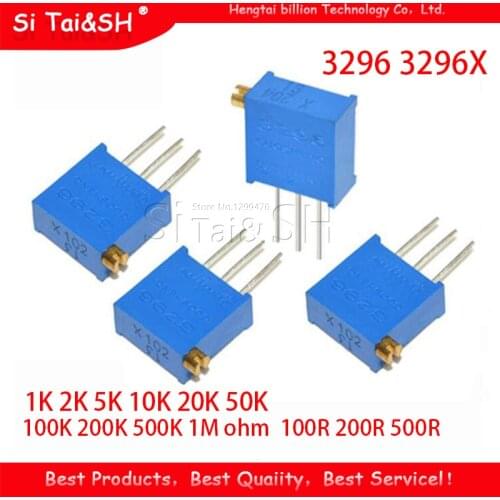 10pcs 3296 3296X series resistanceohm Trimpot Trimmer Potentiometer 1K 2K 5K 10K 20K 50K 100K 200K 500K 1M ohm 100R 200R 500R