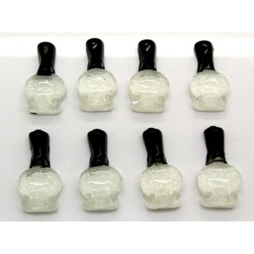 30Pcs White Resin Nail Polish Beads Decoration Crafts Flatback Cabochon Scrapbooking Fit Phone Embellishments Diy Accessories