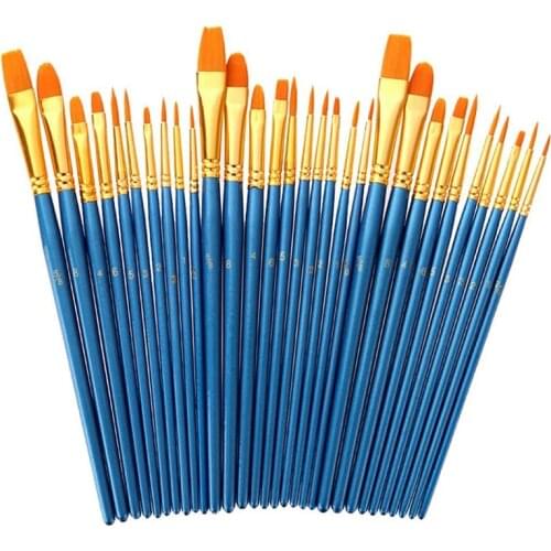 30 Pcs Paint Brushes Nylon Hair Brush for Acrylic Painting Oil Painting Watercolor Painting Face Painting