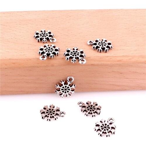 30pcs Charms Snowflake 11*13mm Tibetan Silver Plated Pendants Antique Jewelry Making DIY Handmade Craft Pendant
