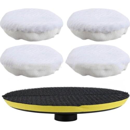 5Pcs Car Polishing Pad Soft Wool Pad Set For Lacquered Polishing Car Wash Maintenance Wool Polishing Disc Buff Kit 7Inch 180mm
