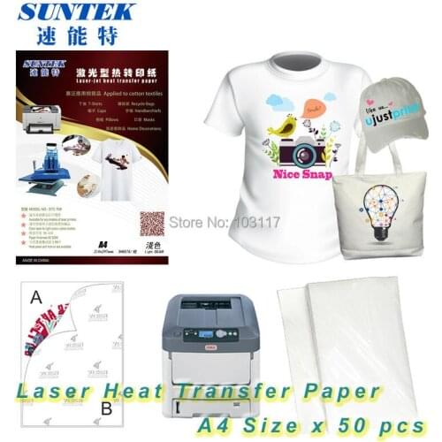 50pcs/lot) A4 Size Heat Transfer Paper Forever For Laser Printer Light Papel Transfer T Shirts