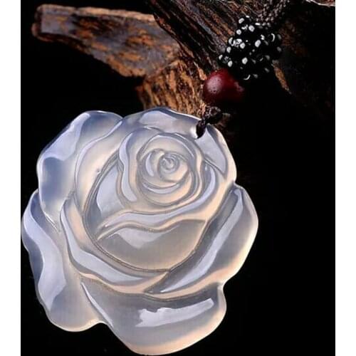 Brazil Natural Jade Pulp Rose Agate Sweater Chain Pendant Necklace Jewelry Gift Wholesale