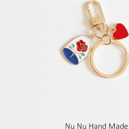 Trendy Little Prince Keychain Cute Rose Love Airpods Pendant For Clothes Backpack Keyring Key Chains Charms Valentines Day Gift